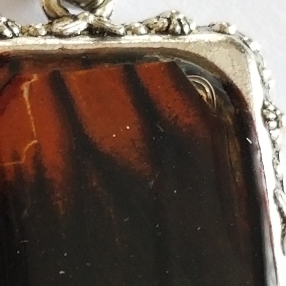 Butterfly wing charm pendant silver tone real insect bug resin handmade - Picture 8 of 10